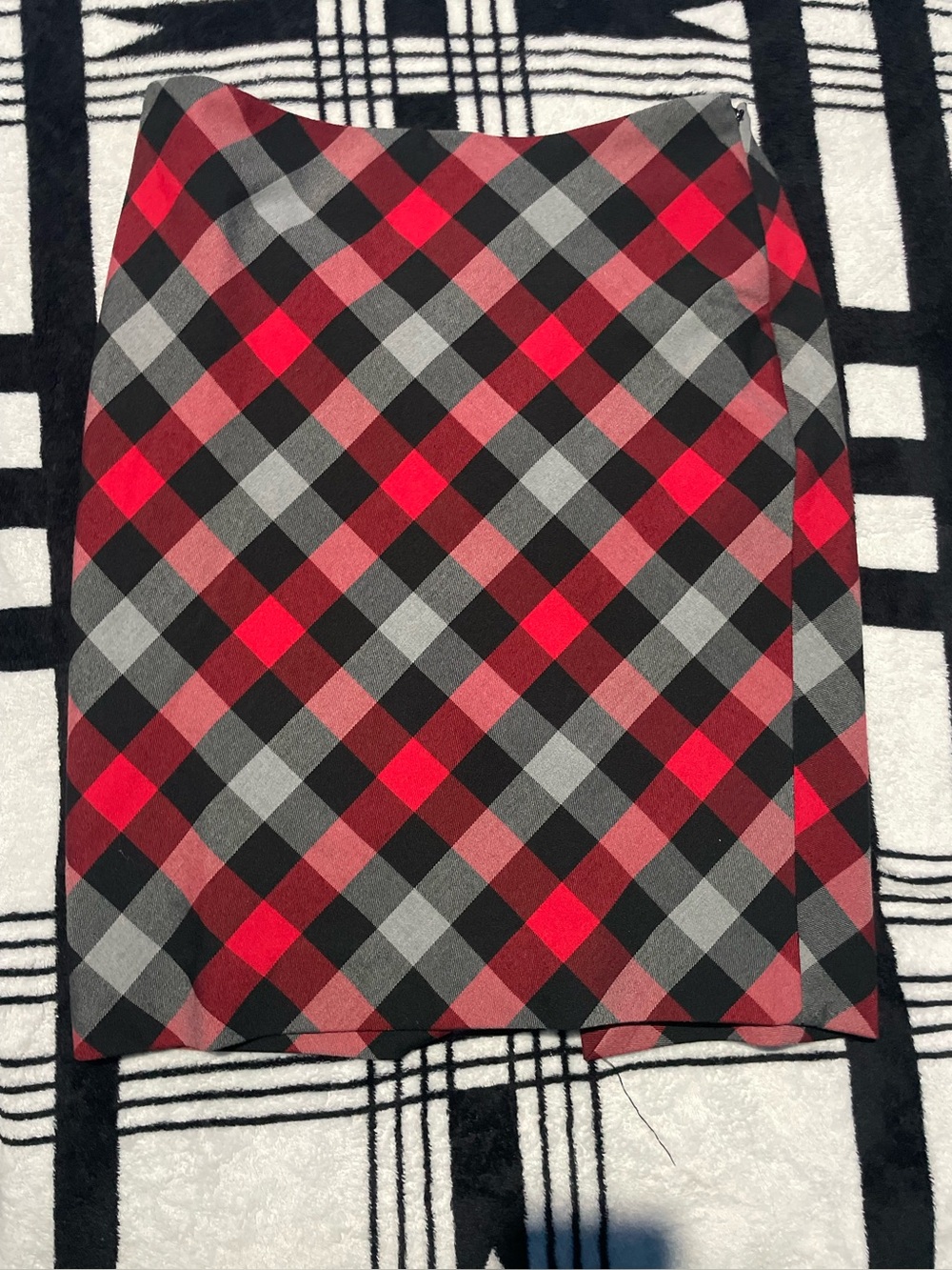 The Limited Red, Gray, and Black plaid skirt